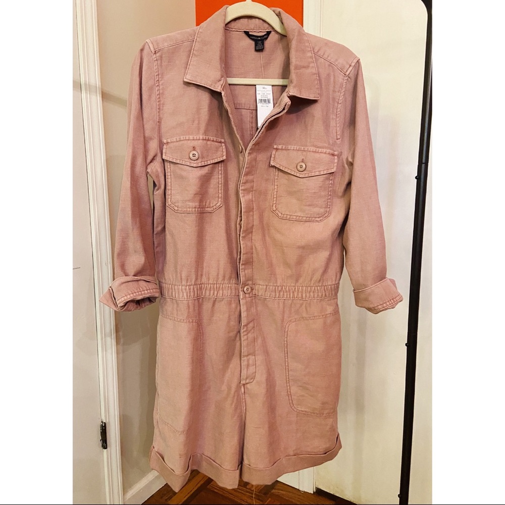 American Eagle NWT dusty pink denim shorts romper